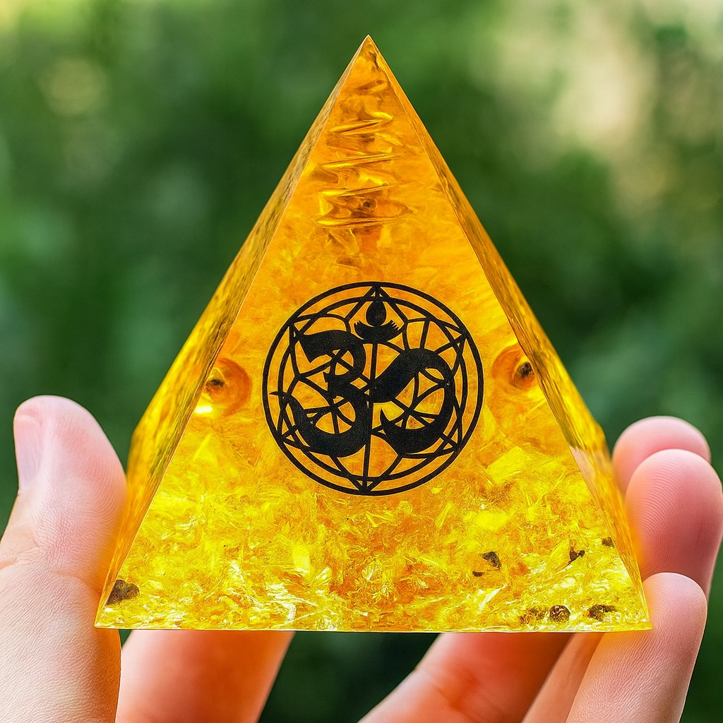 Énergie Solaire – Pyramide Orgonite Symbole Om
