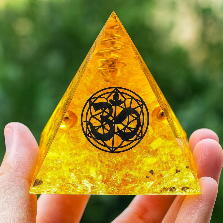 Énergie Solaire – Pyramide Orgonite Symbole Om