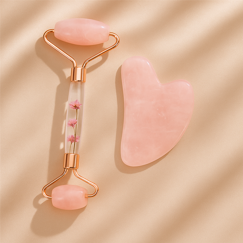 Set de Beauté fleur en Quartz Rose