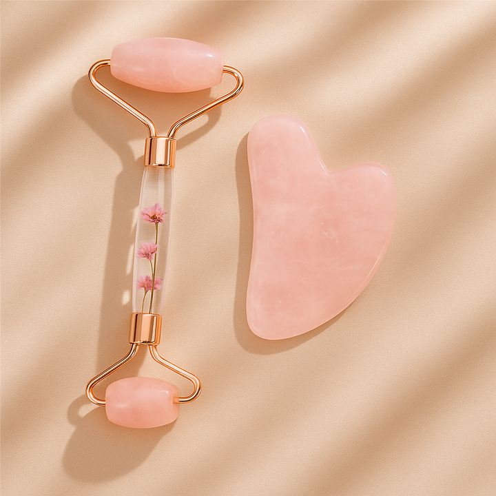 Set de Beauté fleur en Quartz Rose