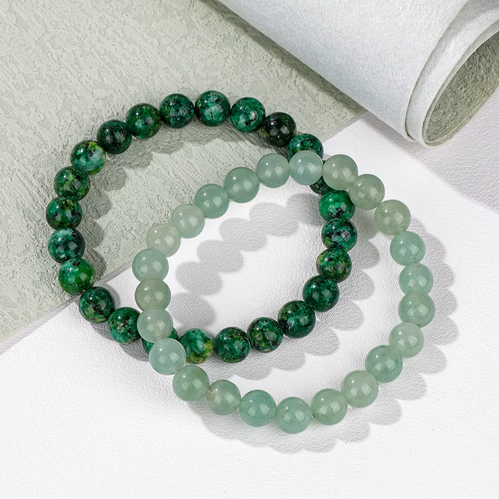 Bracelet "Chance et Prospérité" en Granite et Aventurine verte