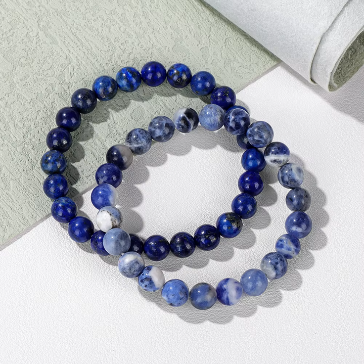 Bracelet "Intuition et Communication" en Lapis Lazulli et Sodalite
