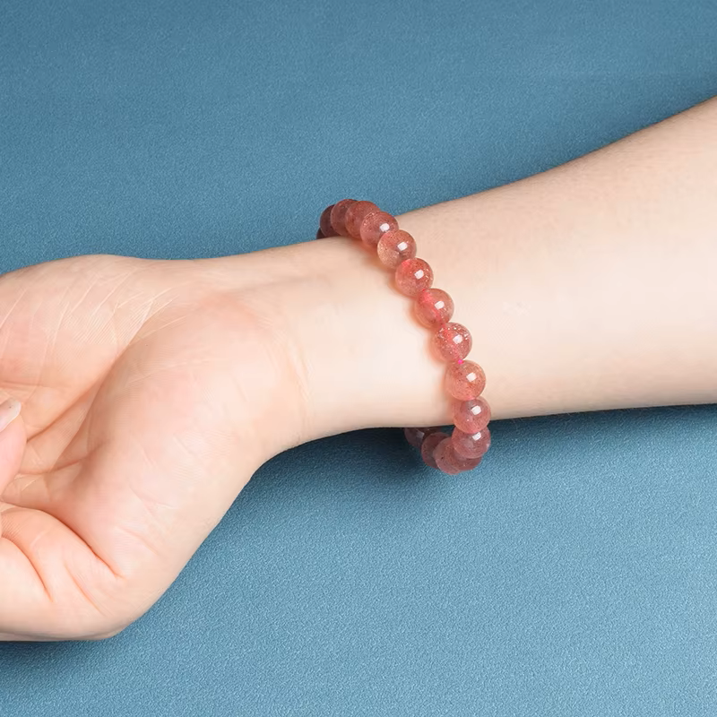 Bracelet "Guérison du Cœur" en Quartz Fraise