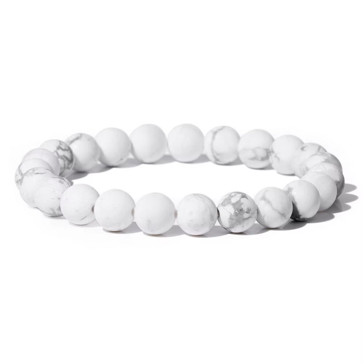 Bracelet "Apaise le mental" en howlite - Turquoise blanche