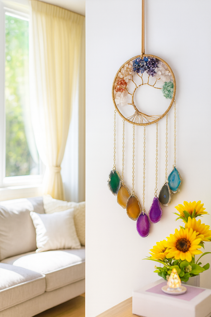 Arbre de Vie 7 Chakras & Agates Naturelles