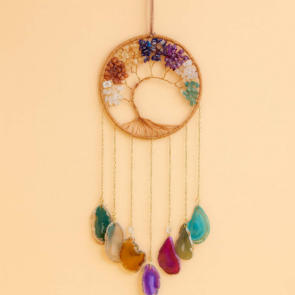 Arbre de Vie 7 Chakras & Agates Naturelles