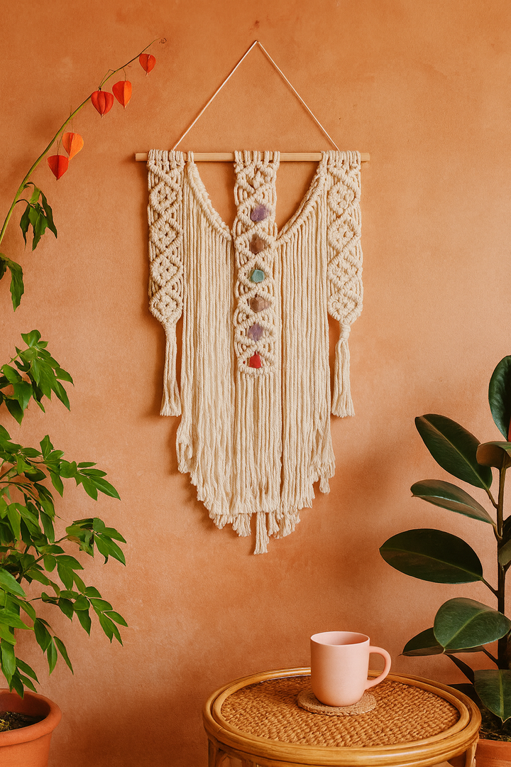 Suspension Murale Chakras en Macramé