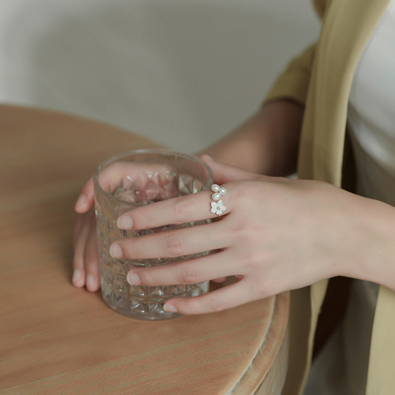 Freshwater Pearl Shell Flower Index Finger Ring