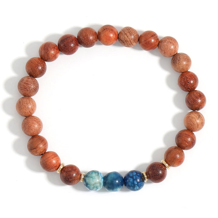 Bracelet "Connexion à la nature" en Perles de Bois et Agate - Style Ethnique