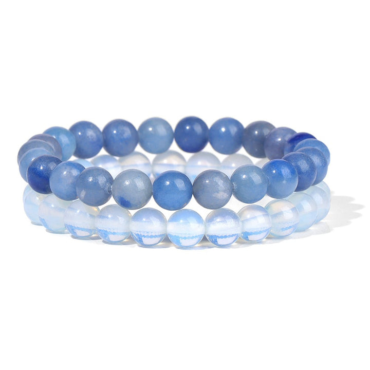 Bracelet DUO "Intuition et Créativité" en Aventurine Bleue et Opale