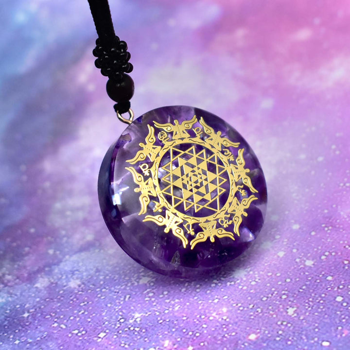Collier Énergétique Sri Yantra - Améthyste