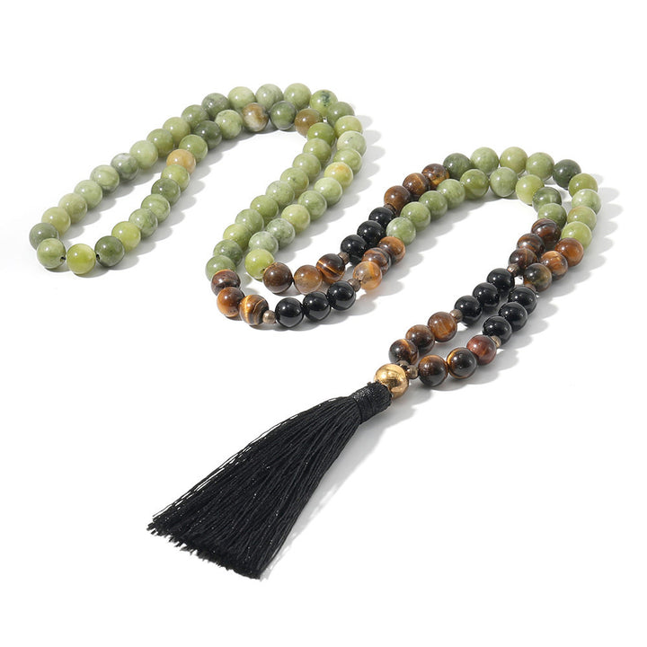 Mala 108 Perles en Jade, Œil du Tigre & Agate