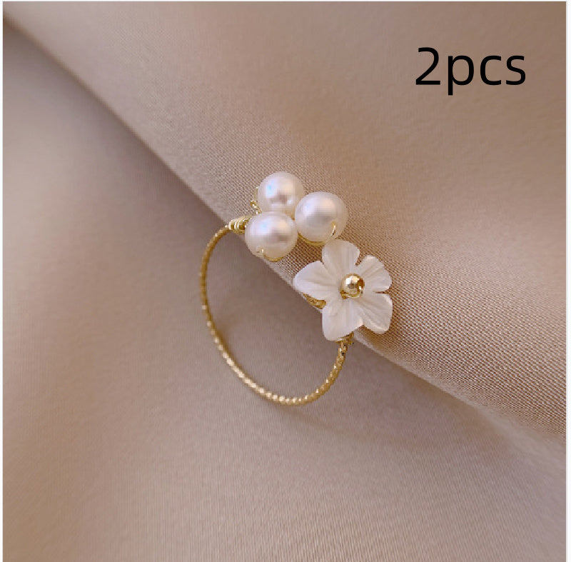 Freshwater Pearl Shell Flower Index Finger Ring