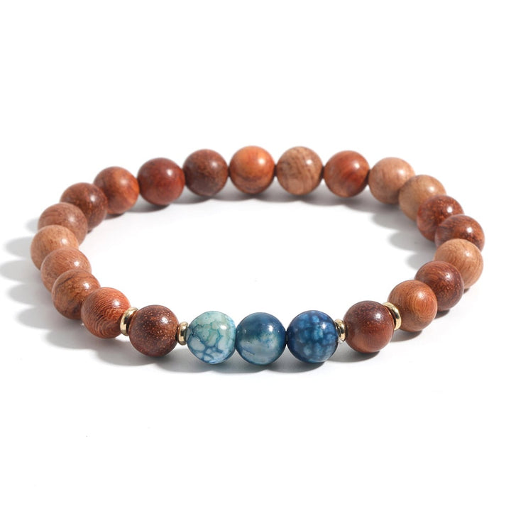 Bracelet "Connexion à la nature" en Perles de Bois et Agate - Style Ethnique
