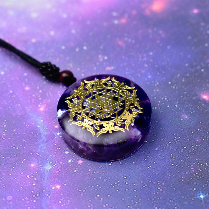 Collier Énergétique Sri Yantra - Améthyste
