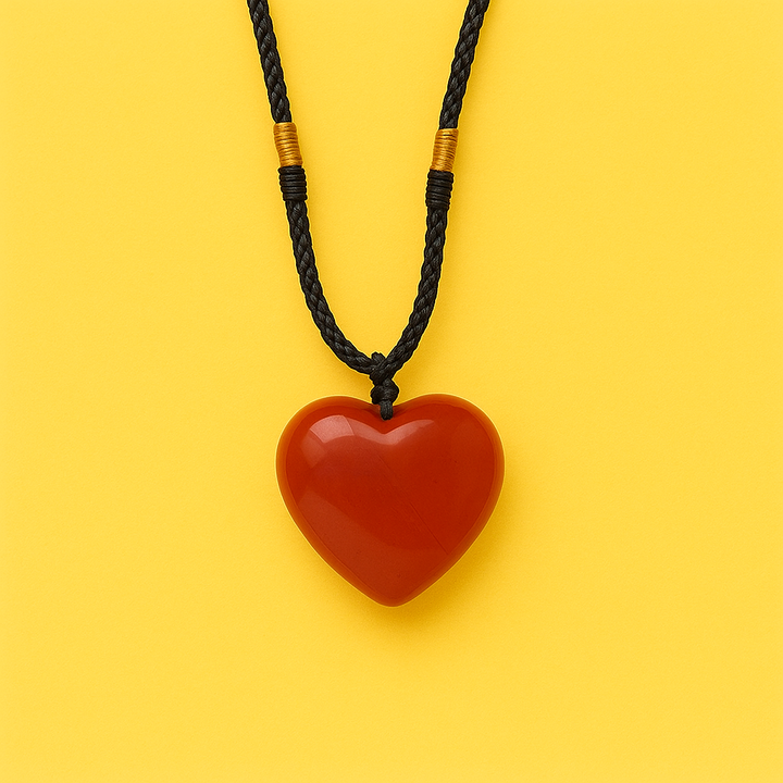 Collier Cœur en Jaspe Rouge