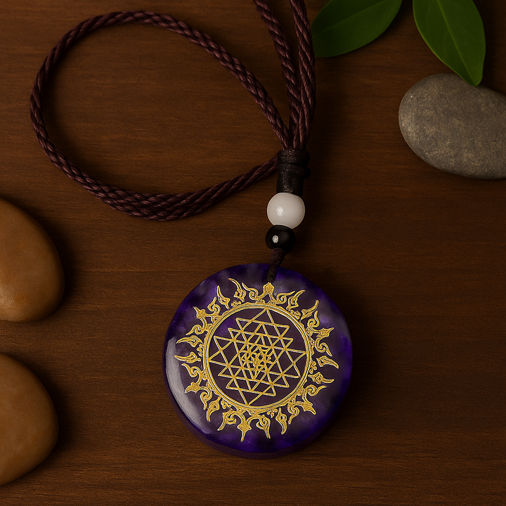 Collier Énergétique Sri Yantra - Améthyste