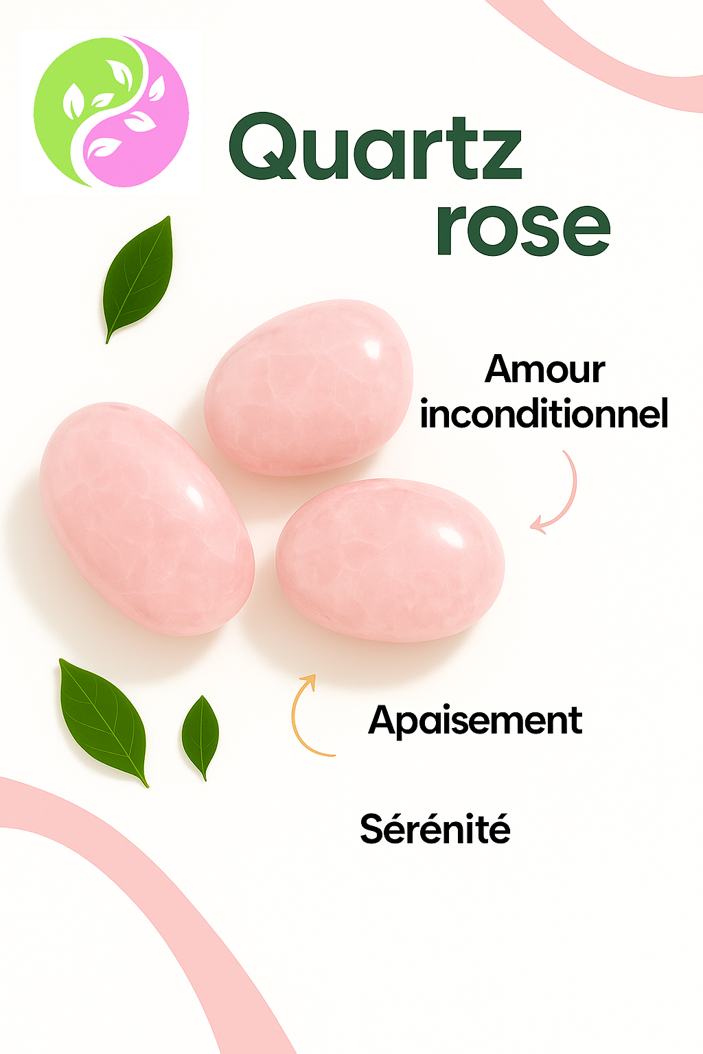 Bracelet Design et Créatif Inspiration Yoga en Quartz Rose
