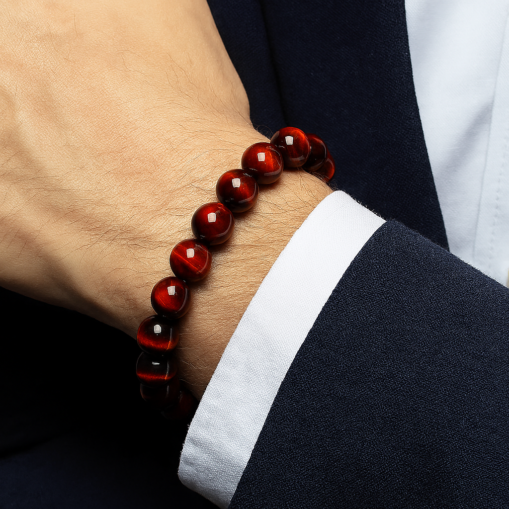 Bracelet "Puissance" en pierre d'Oeil du Tigre Rouge