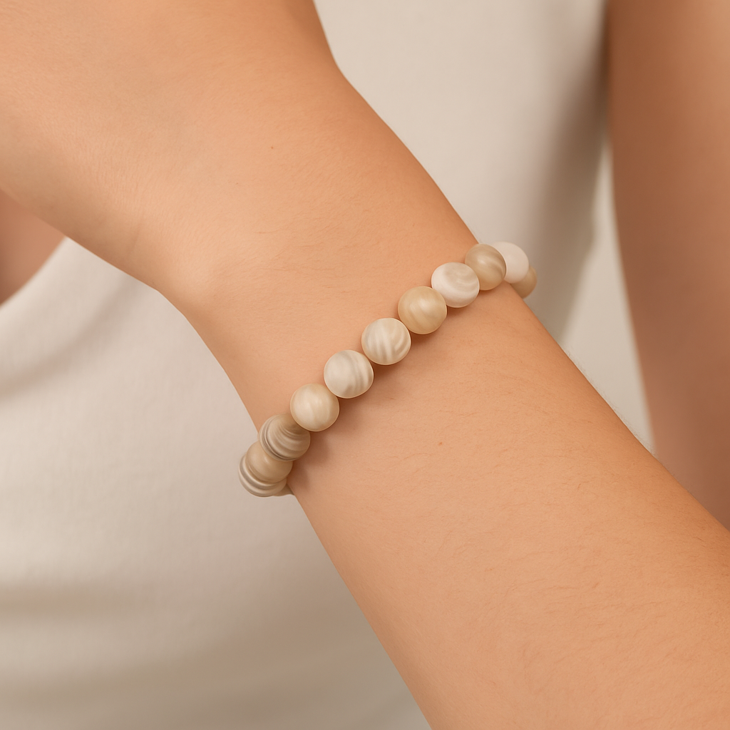 Bracelet "Trouver la paix et la sérénité" en Agate Givrée