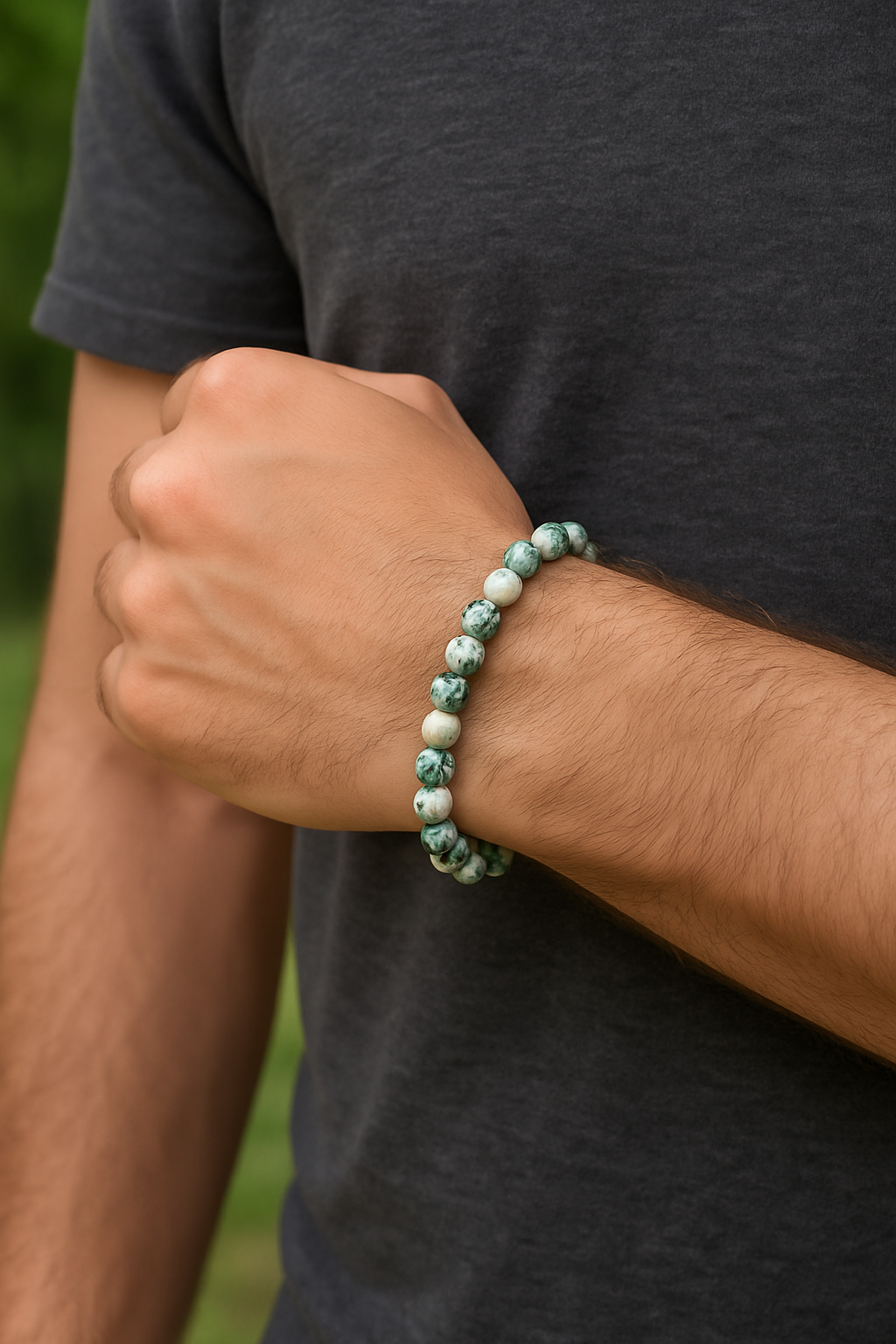 Bracelet "Croissance et Renouveau" en Water Plants Agate
