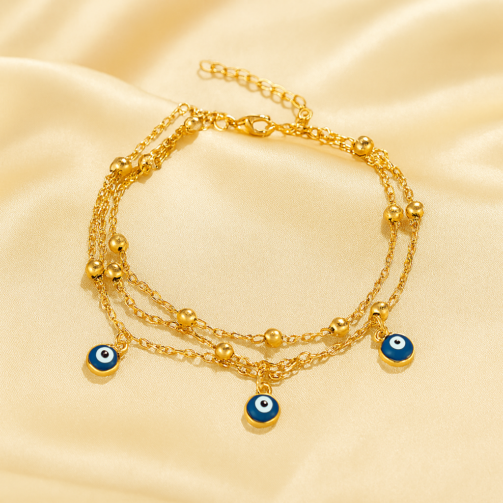 Bracelet de Cheville "Connexion à la Terre" en Oeil Bleu