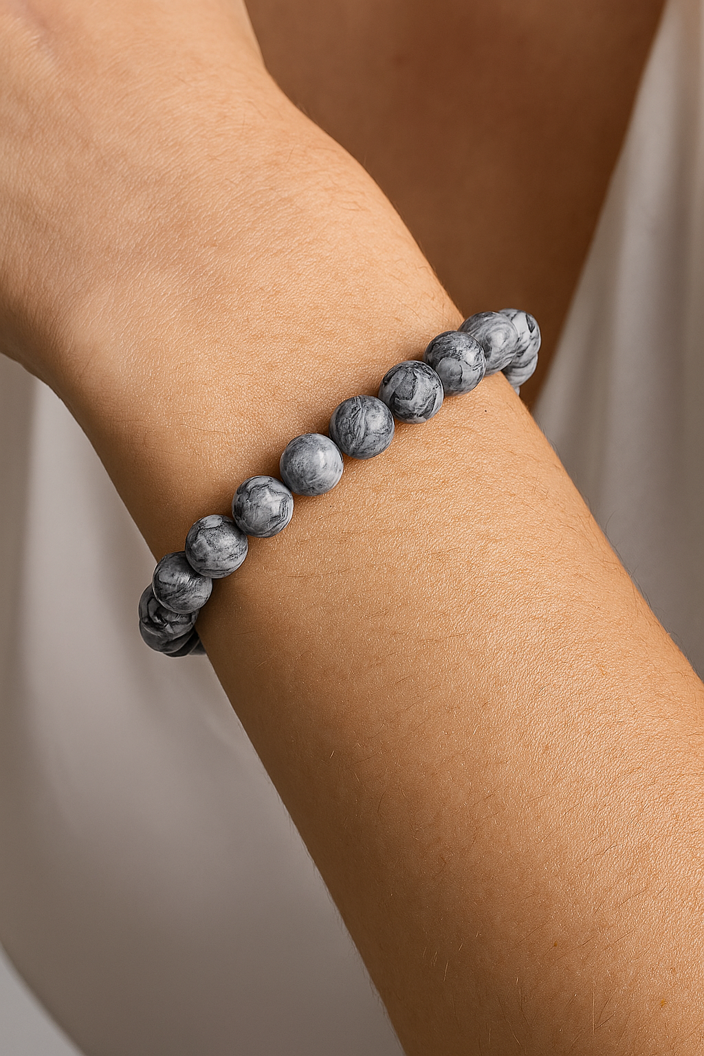 Bracelet "Stabilité des Émotions et Sérénité" en Jaspe Paysage