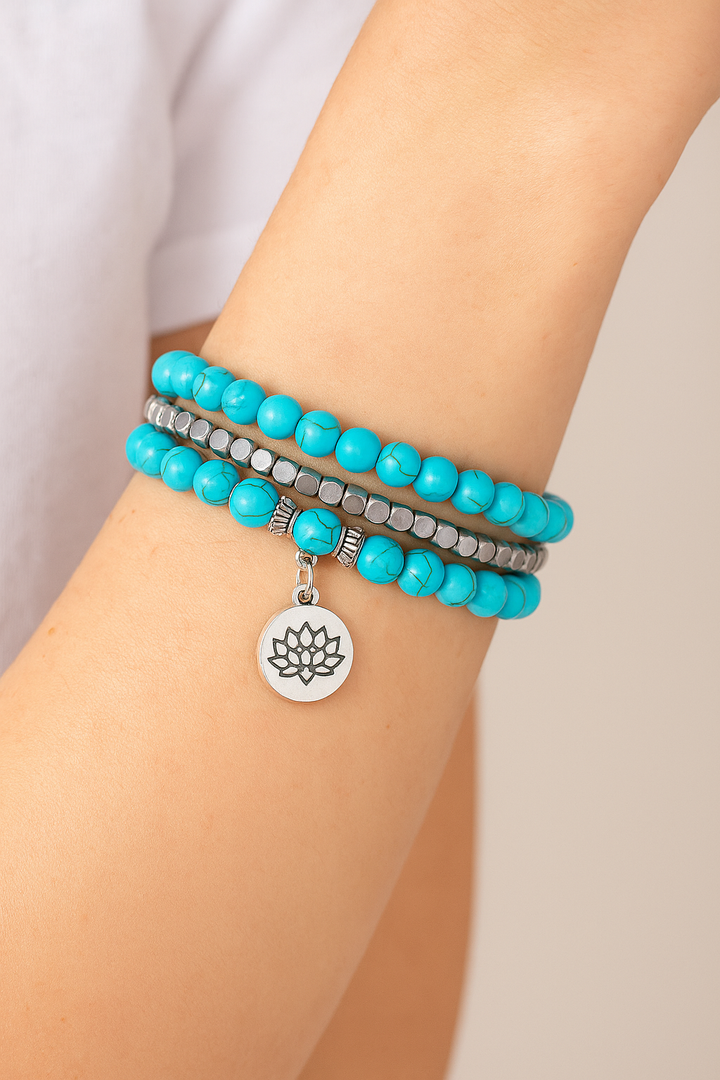 Bracelet Design et Créatif Inspiration Yoga en Howlite