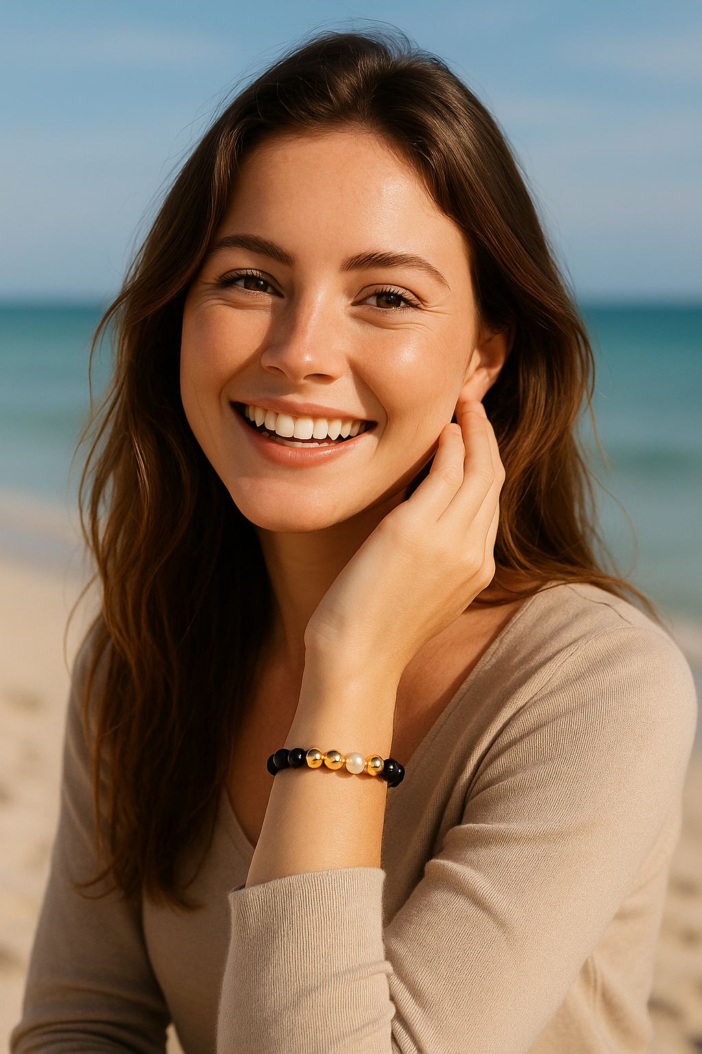 Bracelet "Prospérité" en Citrine et Quartz Doré