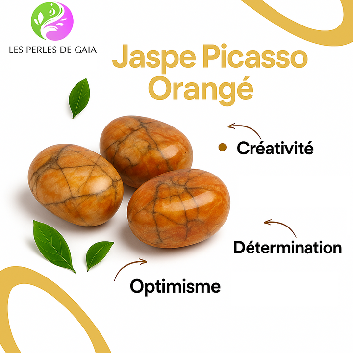 Bracelet "Créativité et Ancrage" en Jaspe Picasso Orangé