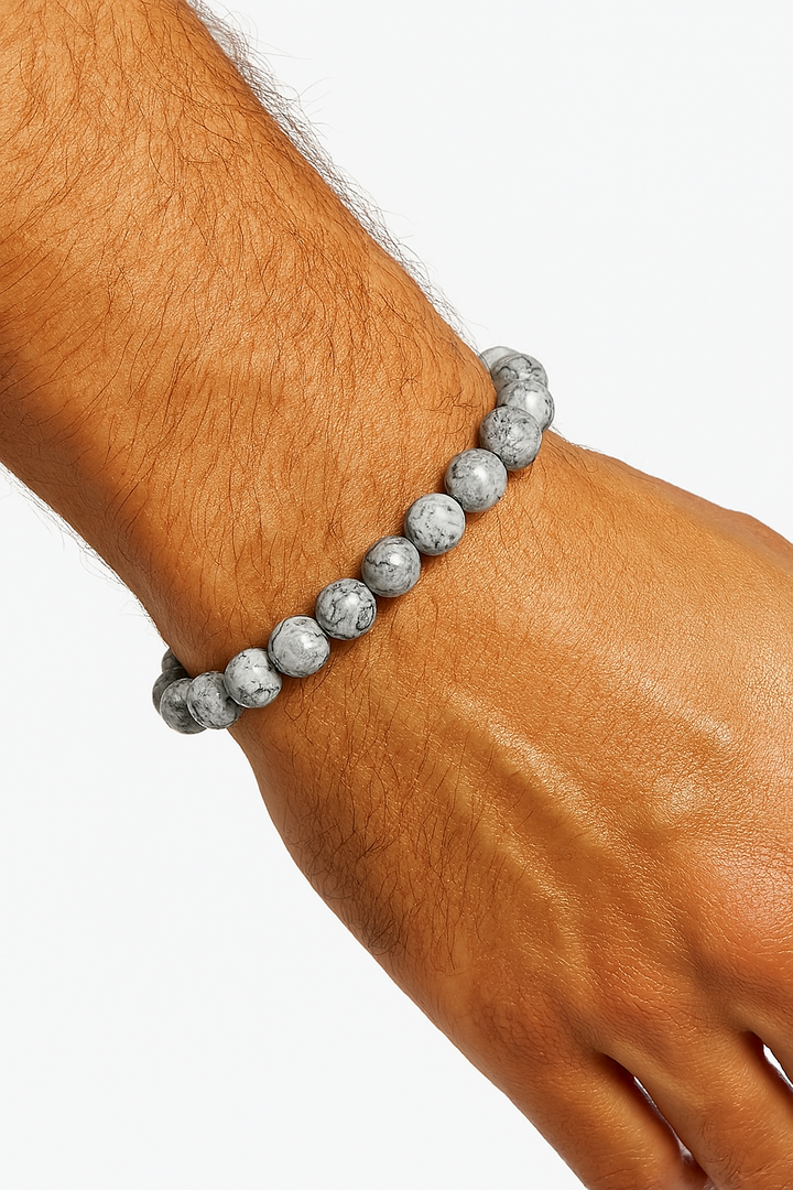 Bracelet "Stabilité des Émotions et Sérénité" en Jaspe Paysage