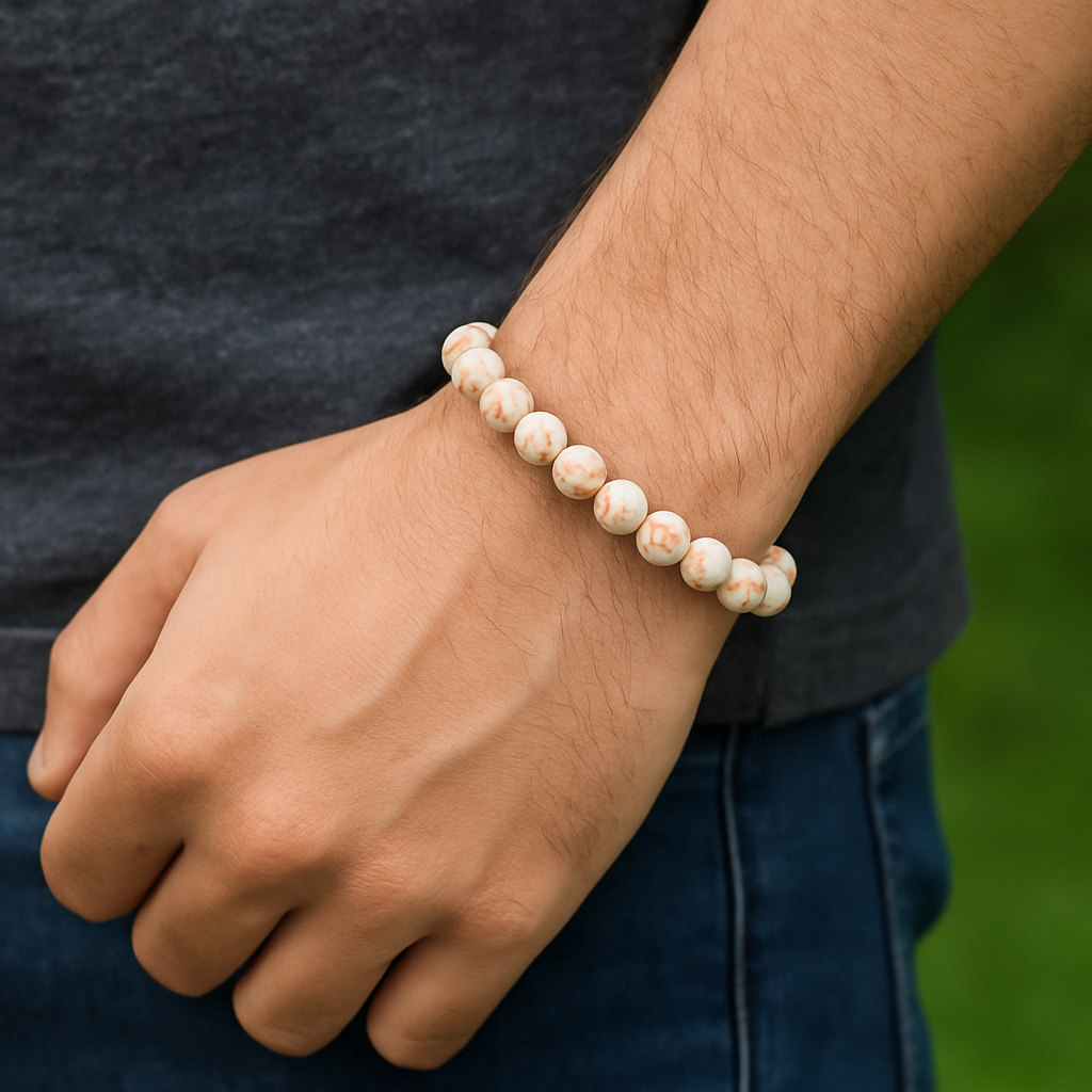 Bracelet "Créativité et Ancrage" en Jaspe Picasso Orangé