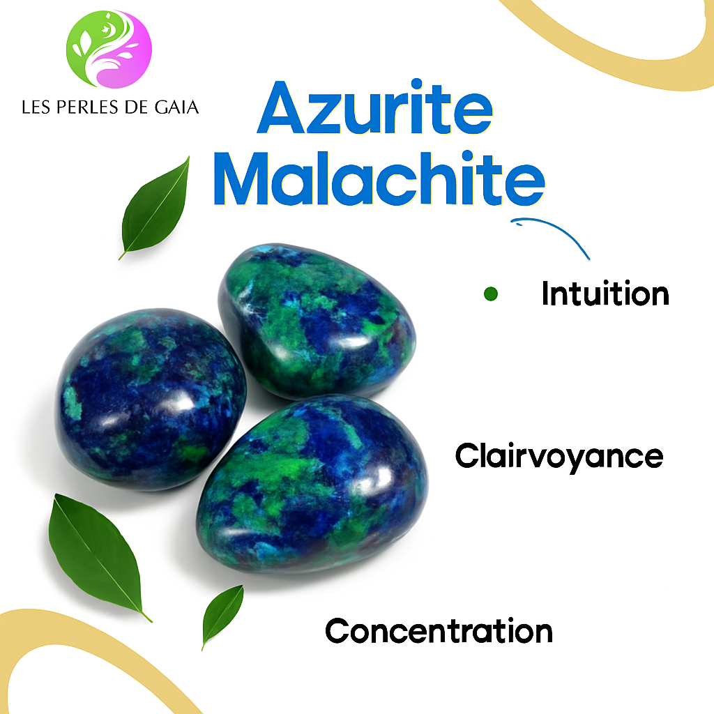 Bracelet "Clairvoyance et Intuition" en Azurite-Malachite