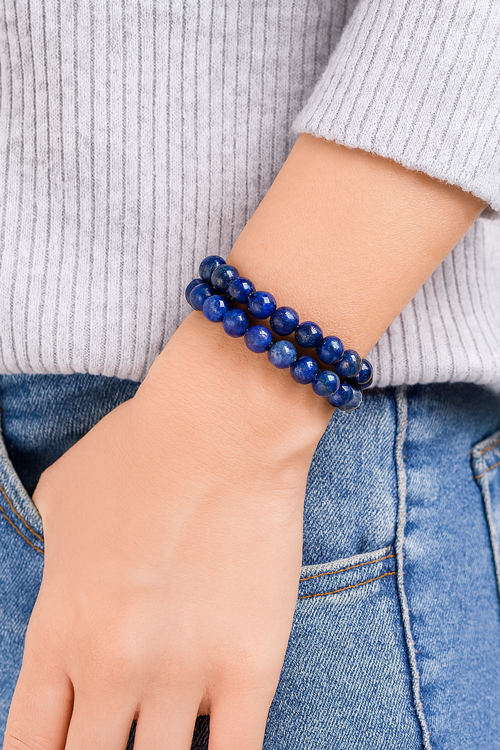 Bracelet "Intuition et Communication" en Lapis Lazulli et Sodalite