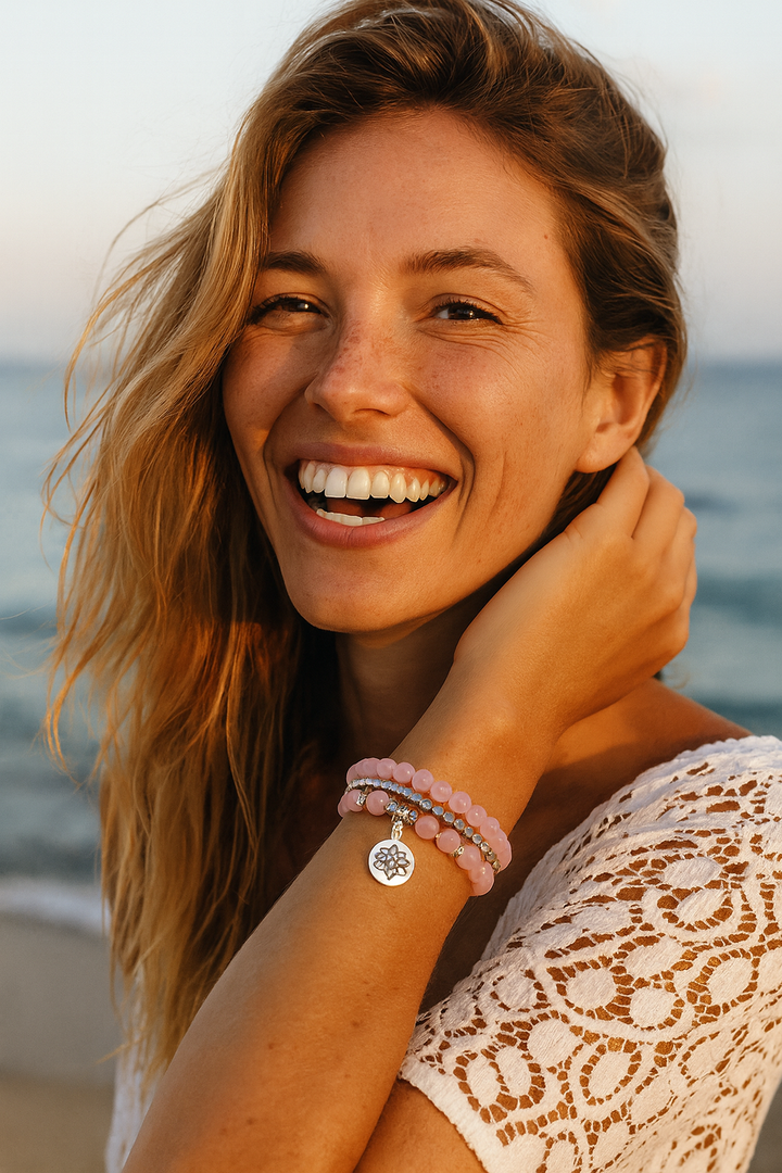 Bracelet Design et Créatif en Quartz Rose