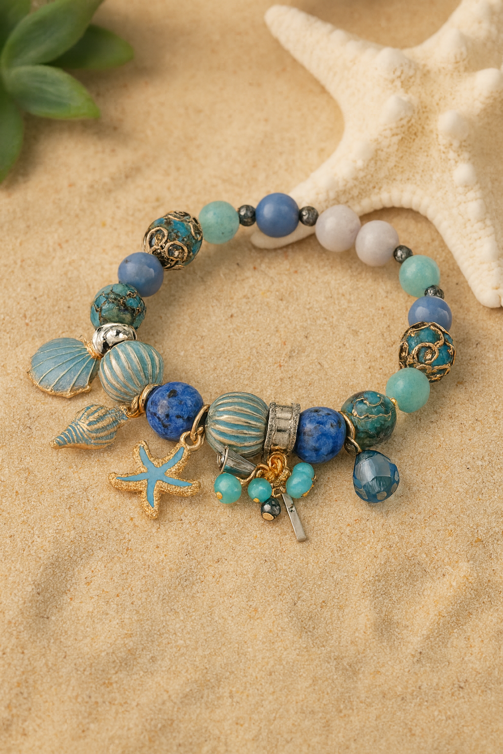 Bracelet Coquillage Agate Bleue