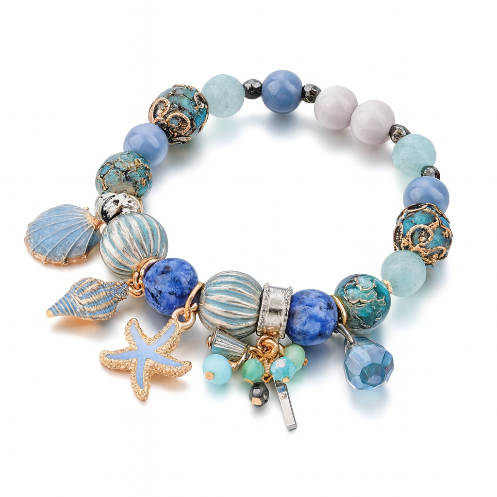 Bracelet Coquillage Agate Bleue