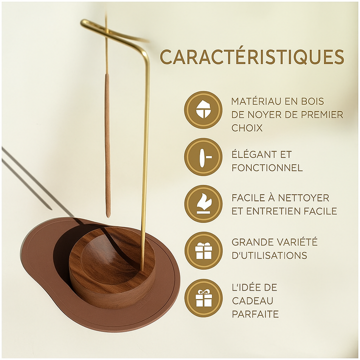 Brûleur d’Encens Suspendu en Bois de Noyer