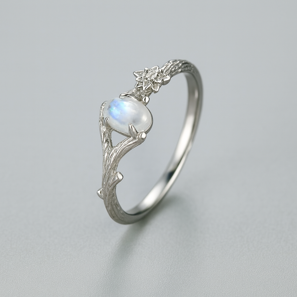 Bague "Arbre de Lune" en Pierre de Lune Naturelle