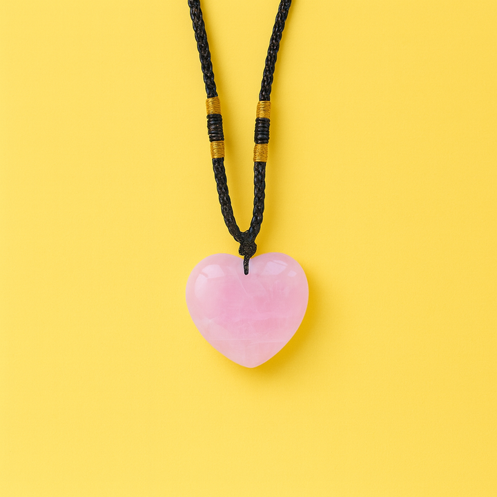 Collier Cœur en Quartz Rose