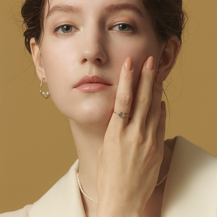 Bague « Clair de Lune » en Labradorite & Topaze