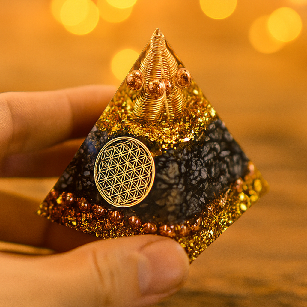 Force et Fortune - Pyramide Orgonite en obsidienne