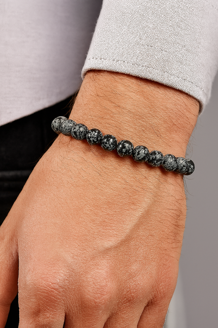 Bracelet "Lucidité et Prise de décision" en Obsidienne Neige