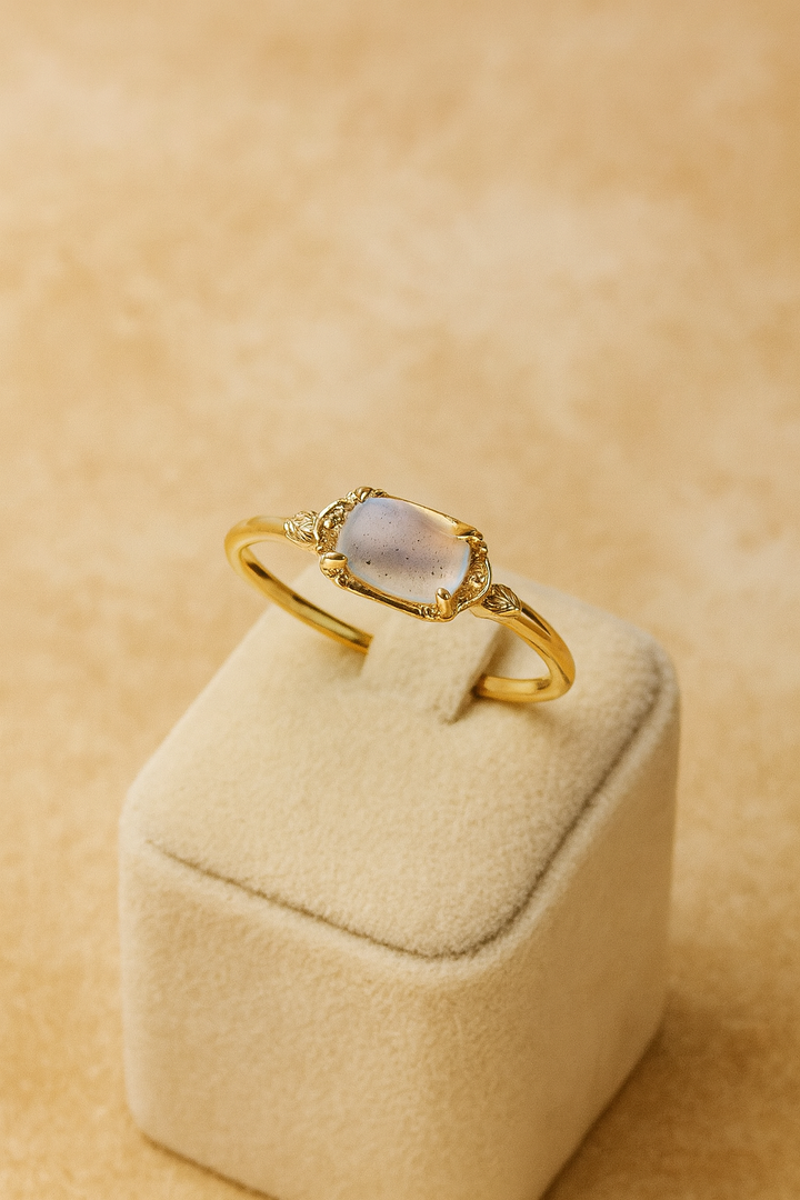 Bague « Clair de Lune » en Labradorite & Topaze