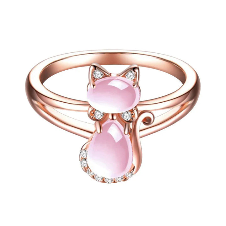 Bague Féline en Cristal Rose