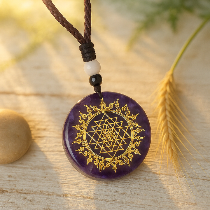Collier Énergétique Sri Yantra - Améthyste