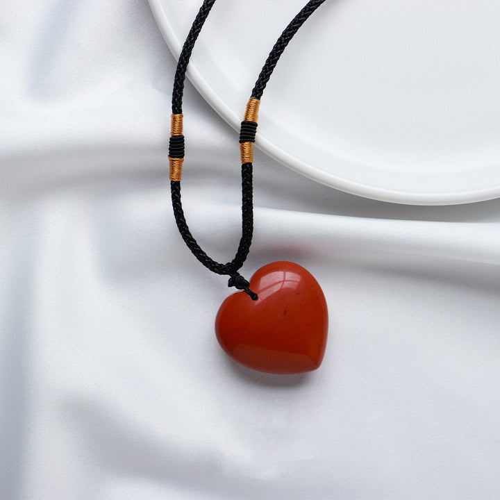 Collier Cœur en Jaspe Rouge