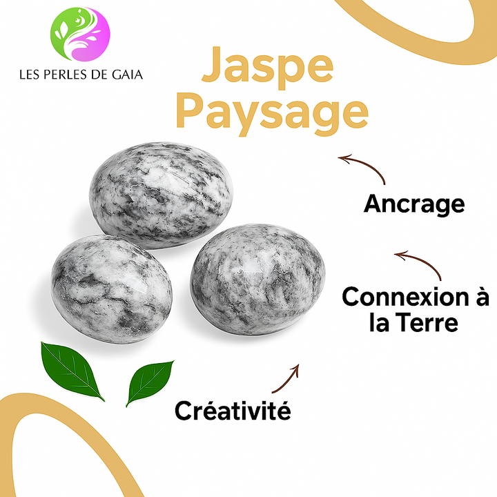 Bracelet "Stabilité des Émotions et Sérénité" en Jaspe Paysage