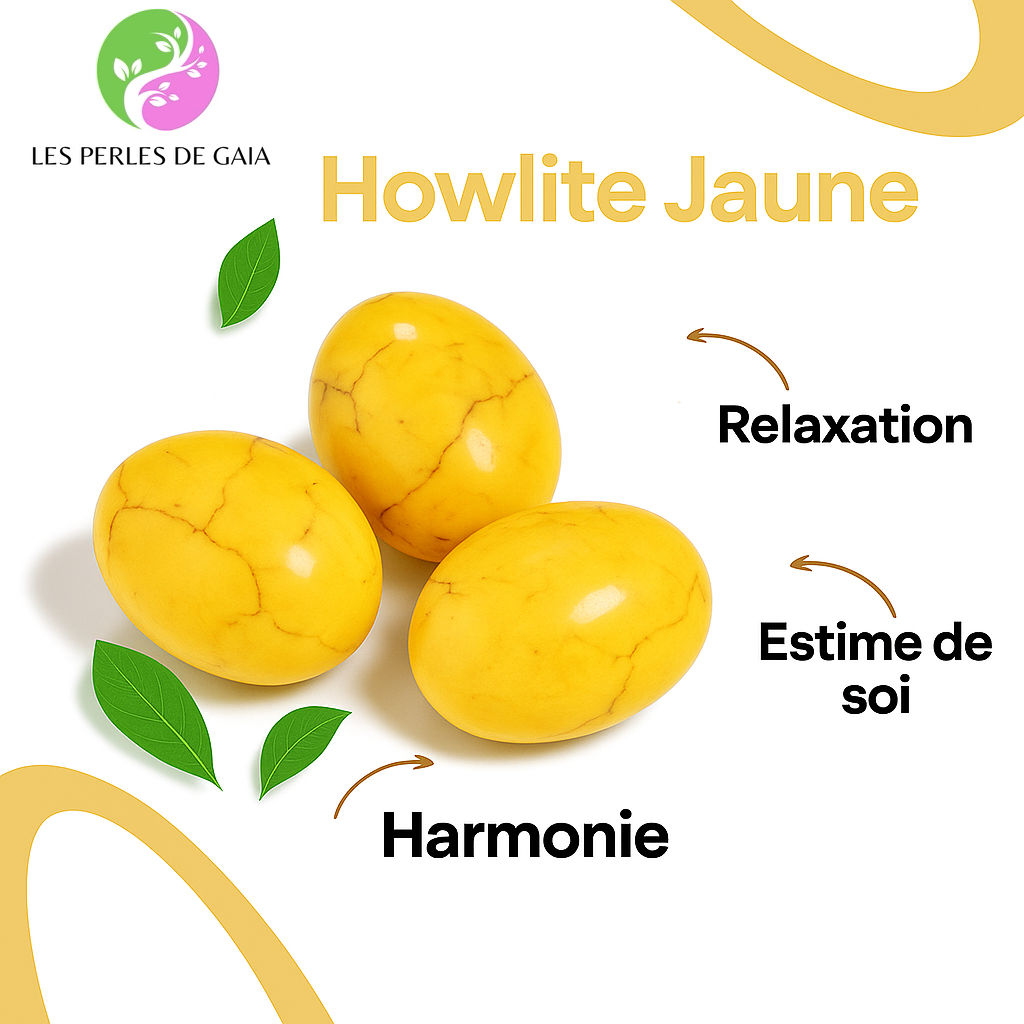 Bracelet Design et Créatif Inspiration Yoga en Howlite Jaune