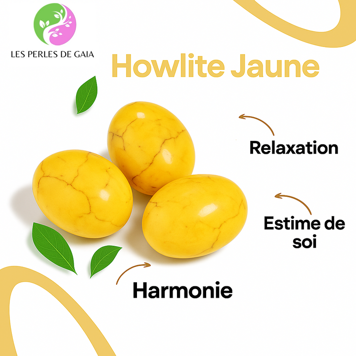 Bracelet Design et Créatif Inspiration Yoga en Howlite Jaune
